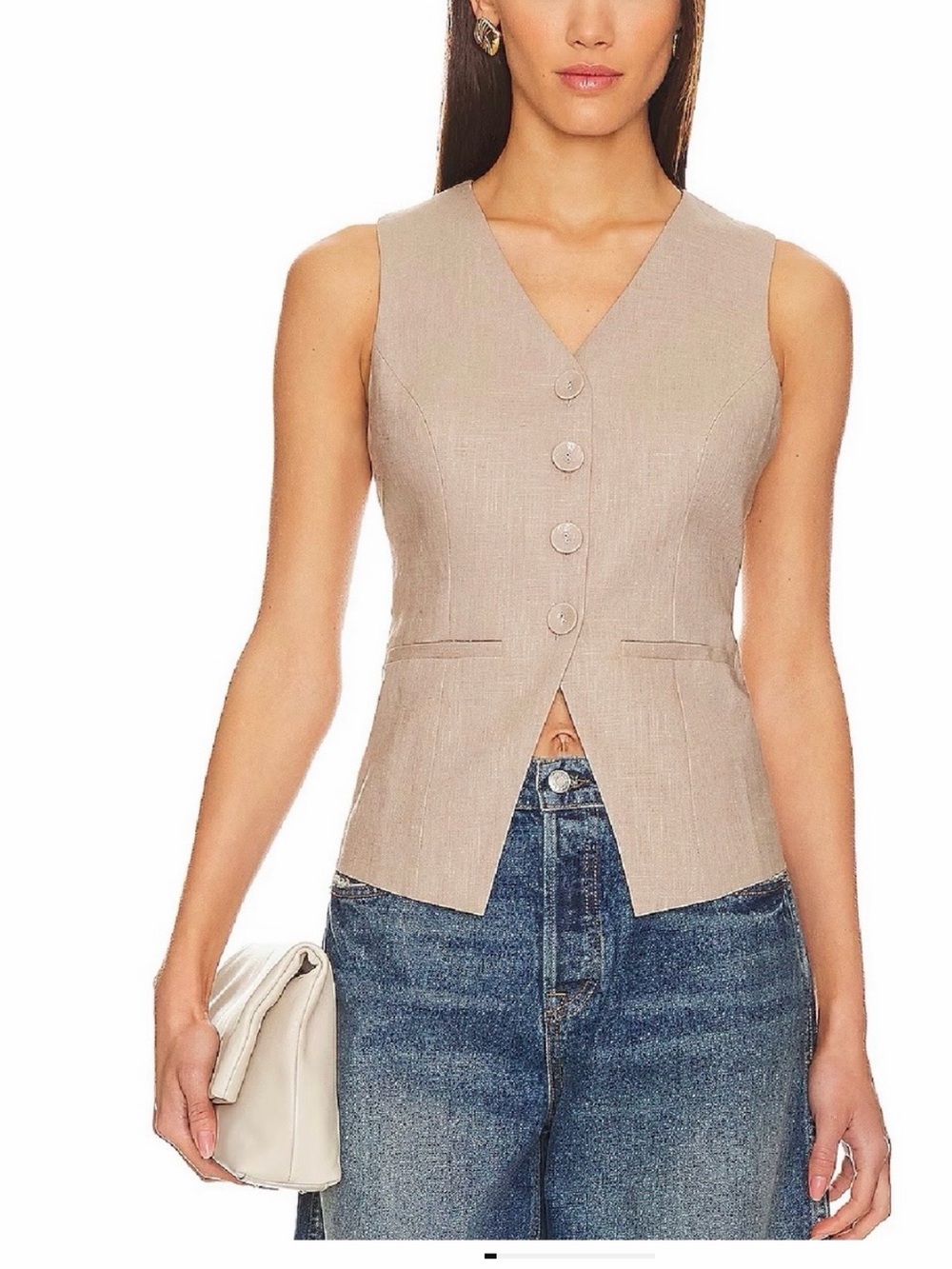 Revolve Linen Tailored Vest by HEARTLOOM, Size S, NWT